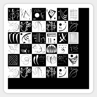 Kandinsky - Black and White Pattern Sticker